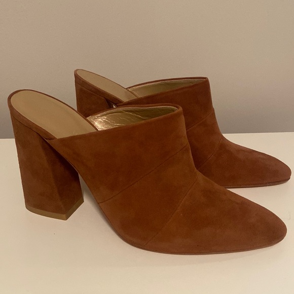 Stuart Weitzman Shoes - Stuart Weitzman Brown Suede Suede Heeled Mules Size 8